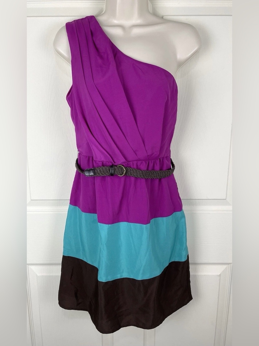 Lily Rose One Shoulder Colorblock Dress Size S New